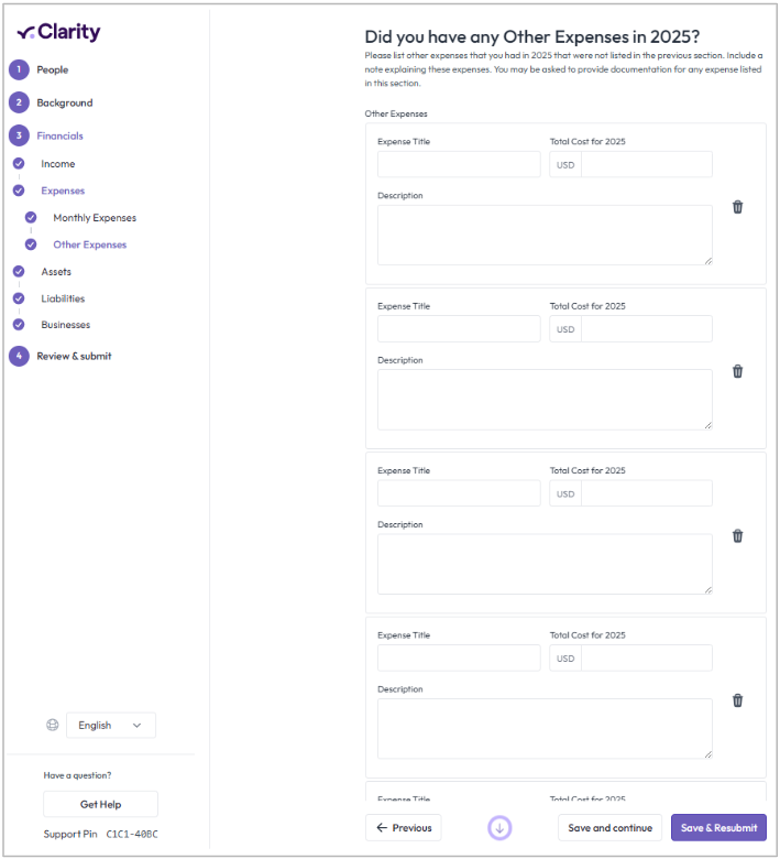 Clarity financial aid application screenshot 1
