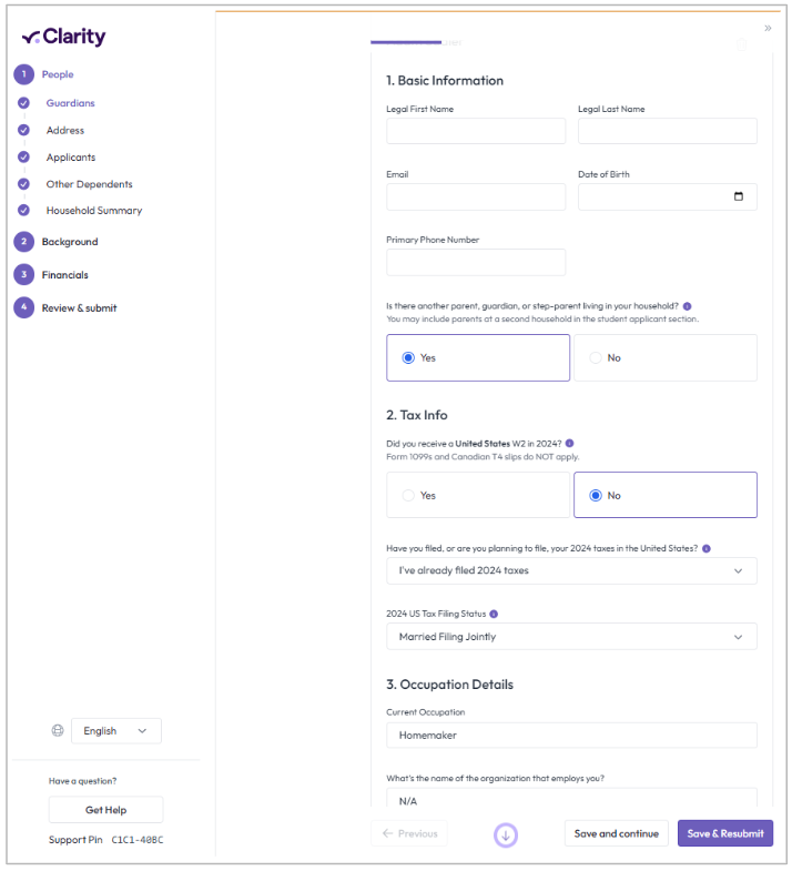 Clarity financial aid application screenshot 4