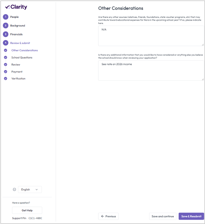 Clarity financial aid application screenshot 7