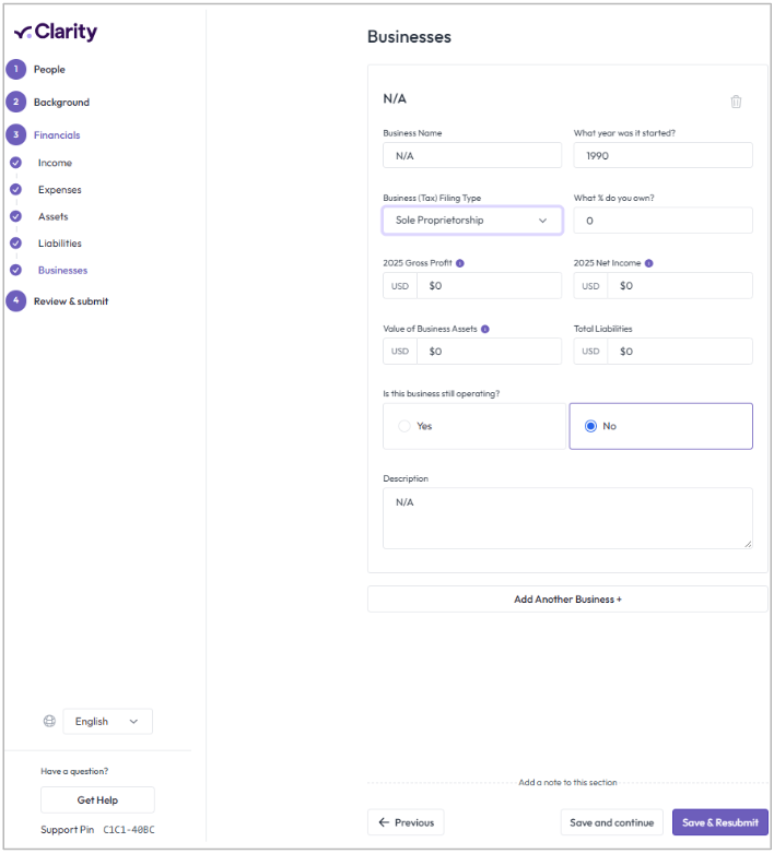 Clarity financial aid application screenshot 8