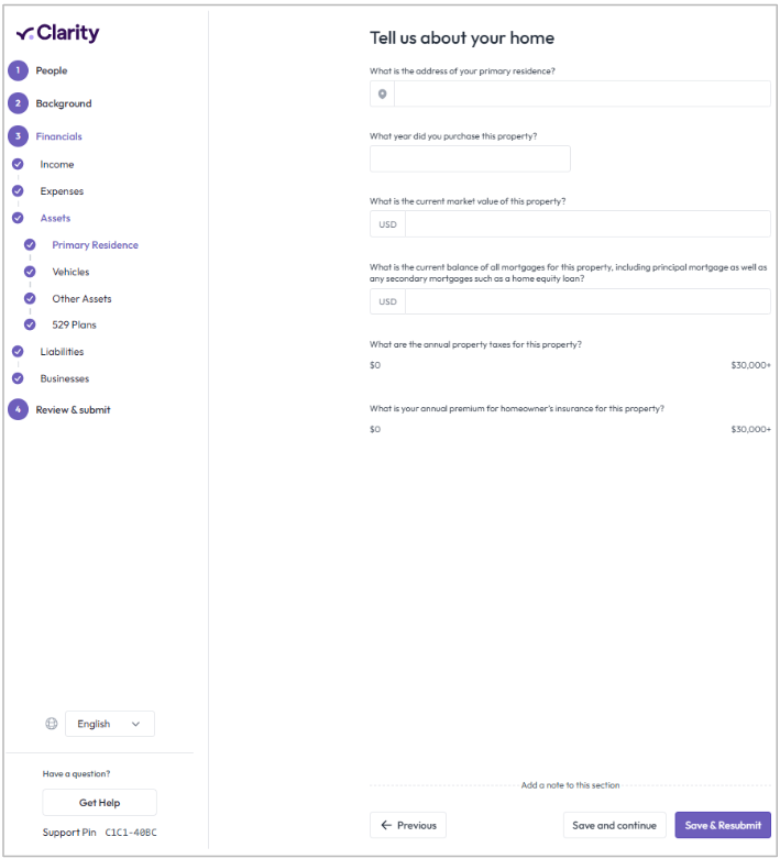 Clarity financial aid application screenshot 9